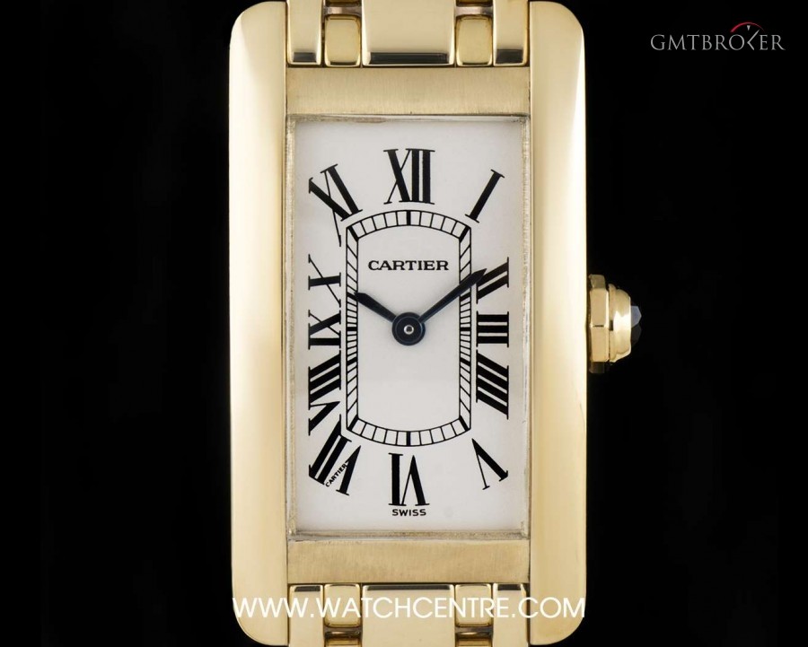 Cartier 18k Yellow Gold Silver Roman Dial Tank Americaine nessuna 741625