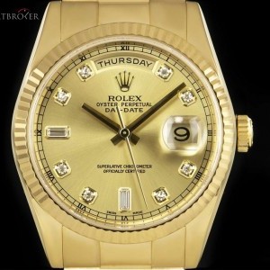 Rolex Day-Date Gents 18k Yellow Gold Champagne Diamond D 118238 834109