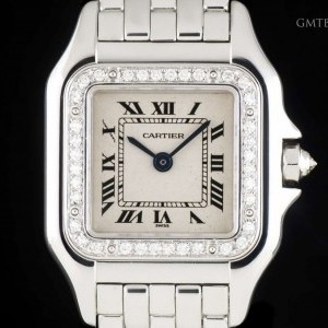 Cartier Panthere Ladies 18k White Gold Silver Roman Dial D nessuna 799614