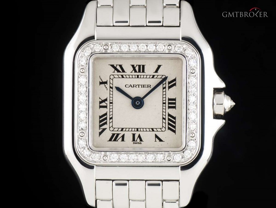 Cartier Panthere Ladies 18k White Gold Silver Roman Dial D nessuna 799614