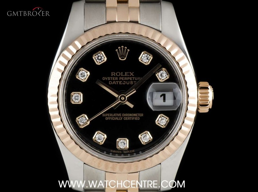 Rolex Steel  Rose Gold Black Diamond Dial Datejust Ladie 179171 733187