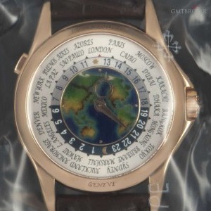 Patek Philippe Unworn Sealed World Time Gents 18k Rose Gold Silve 5131R-010 815870