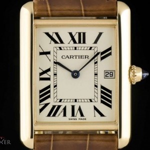 Cartier Tank Louis Gents 18k Yellow Gold Silver Roman Dial W1529756 774818