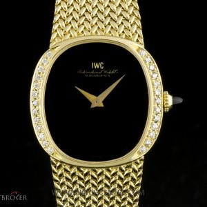 IWC 18k YG Diamond Set Black Onyx Dial Vintage Mid-Siz 8209 229291