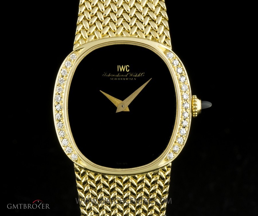 IWC 18k YG Diamond Set Black Onyx Dial Vintage Mid-Siz 8209 229291