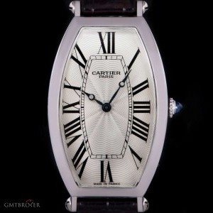 Cartier Tonneau Cintre Mid-Size Platinum Silver Guilloche nessuna 831995