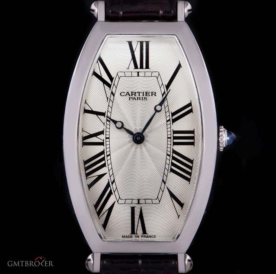 Cartier Tonneau Cintre Mid-Size Platinum Silver Guilloche nessuna 831995