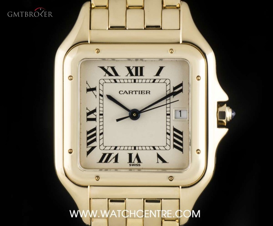 Cartier 18k Yellow Gold Silver Roman Dial Panthere Gents W nessuna 740633