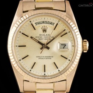 Rolex Rare Day-Date VIntage Gents 18k Rose Gold Silver D 1803 776114