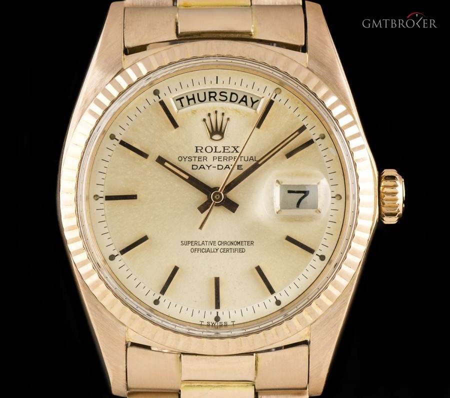Rolex Rare Day-Date VIntage Gents 18k Rose Gold Silver D 1803 776114