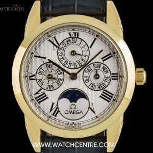 Omega 18k Yellow Gold Silver Dial Louis Brandt Perpetual nessuna 737427