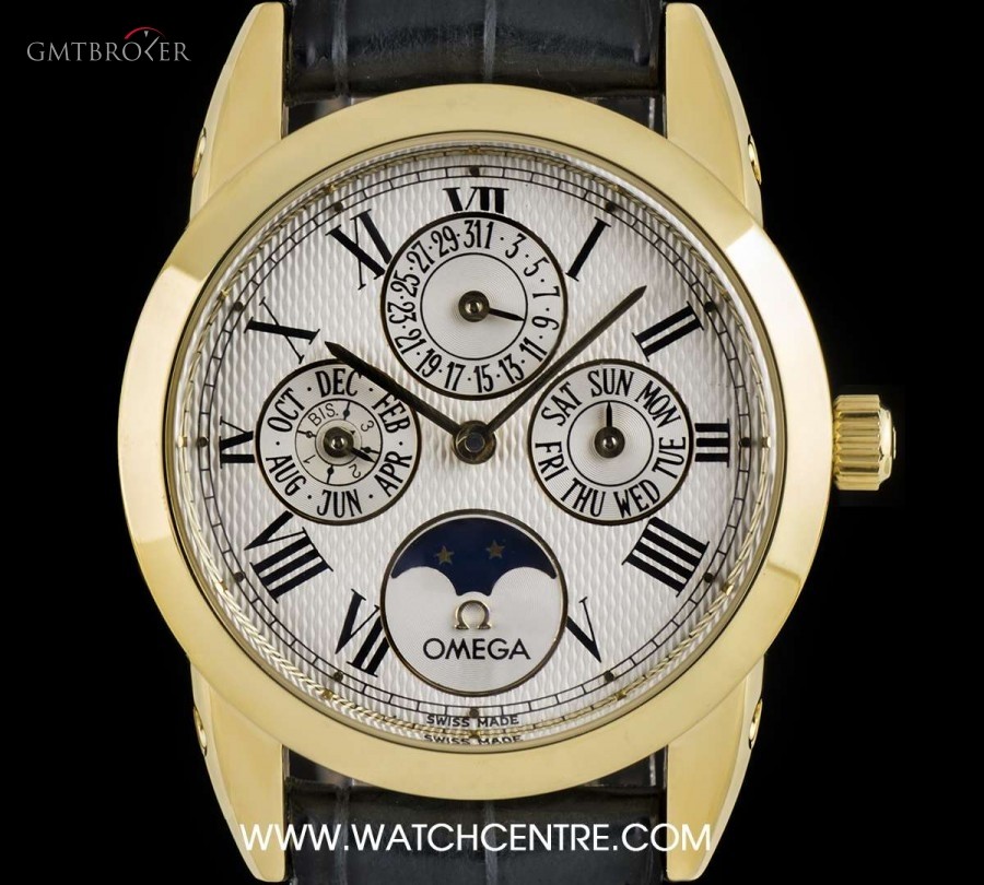 Omega 18k Yellow Gold Silver Dial Louis Brandt Perpetual nessuna 737427