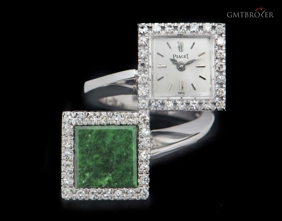 Patek Philippe Nephrite Stone  Diamond Set Ladies Ring Watch Plat 2551 839689