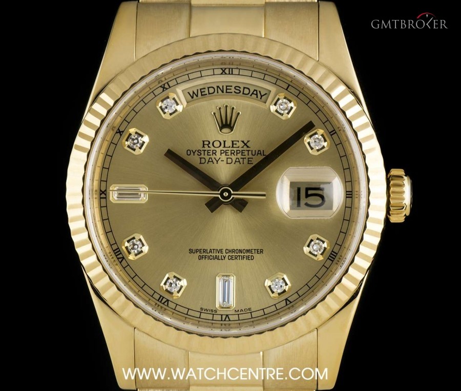 Rolex 18k Yellow Gold OP Champagne Diamond Dial Day-Date 118238 730745