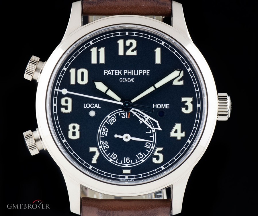 Patek Philippe Calatrava Pilot Travel Time Gents 18k White Gold B 5524G-001 824738