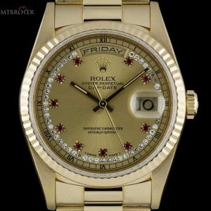 Rolex Rare Day-Date Gents 18k Yellow Gold Diamond  Ruby 18238 761839