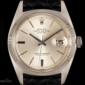 Rolex Rare Datejust Vintage Gents 18k White Gold Silver 1601 847367