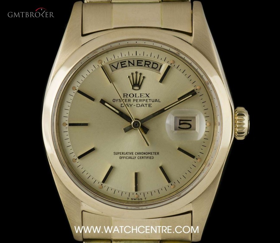 Rolex 18k Yellow Gold OP Champagne Baton Dial Day-Date V 1803 636925