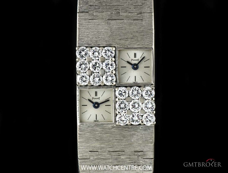 Piaget 18k WG Diamond Set Dual Time Ladies Cocktail Wrist 1037A6 633301