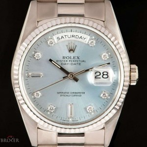 Rolex Day-Date Gents 18k White Gold Ice Blue Diamond Dia 18239 812045