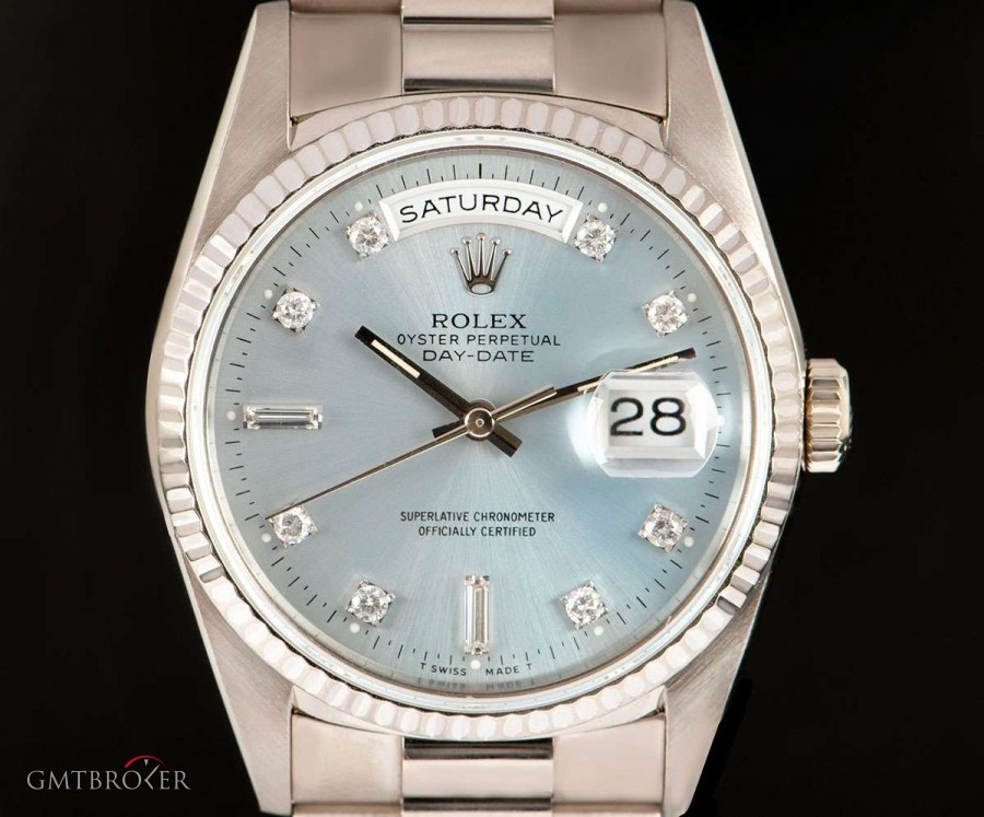 Rolex Day-Date Gents 18k White Gold Ice Blue Diamond Dia 18239 812045