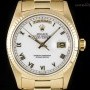 Rolex Day-Date Gents 18k Yellow Gold White Enamel Roman