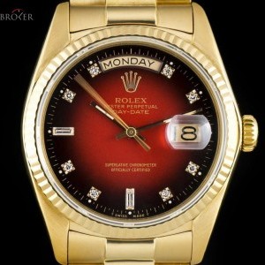 Rolex Day-Date Gents 18k Yellow Gold Maroon Vignette Dia 18238 783074