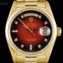 Rolex Day-Date Gents 18k Yellow Gold Maroon Vignette Dia