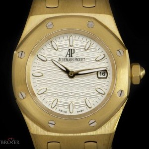 Audemars Piguet Royal Oak Ladies 18k Yellow Gold Silver Guilloche 67600BA.OO.D090CR.01 835354