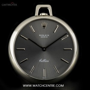 Rolex 18k White Gold Grey Baton Dial Cellini Pocket Watc 3717/9 270061