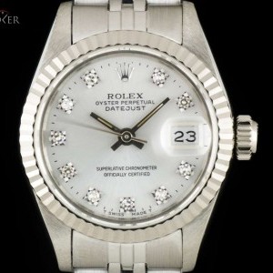 Rolex Datejust Ladies Stainless Steel Silver Diamond Dia 69174 833216