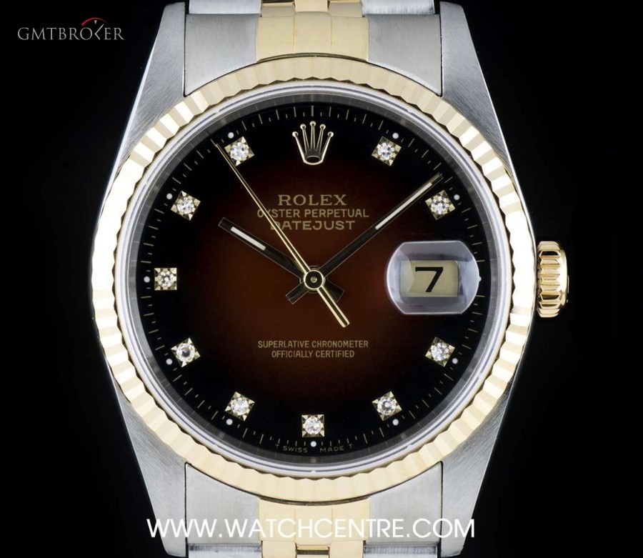 Rolex Stainless Steel  18k Yellow Gold Maroon Diamond Di 16233 736695