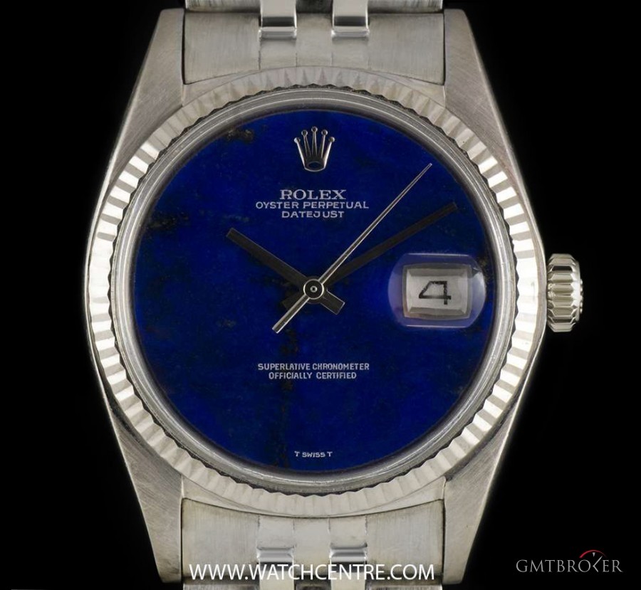 Rolex 18k White Gold OP Rare Lapis Lazuli Vintage Dateju 1601 729259