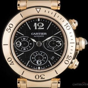 Cartier Pasha Seatimer Chronograph Gents 18k Rose Gold Bla W301980M 783158