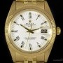 Rolex Date Vintage Gents 18k Yellow Gold White Roman Dia