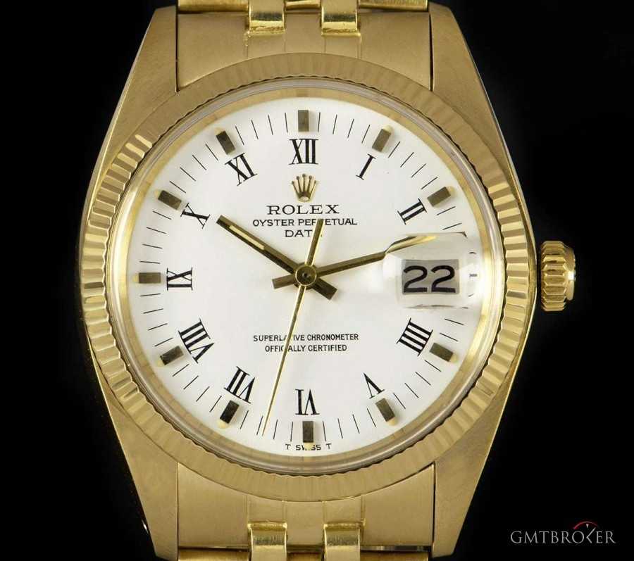 Rolex Date Vintage Gents 18k Yellow Gold White Roman Dia 1503 817439