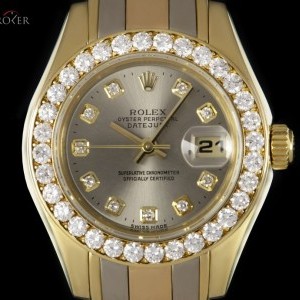 Rolex Pearlmaster Datejust Ladies 18k Tridor Silver Dial 80298 835975