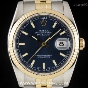 Rolex Steel  Gold Blue Baton Dial Datejust Gents BP 1162 116233 746127