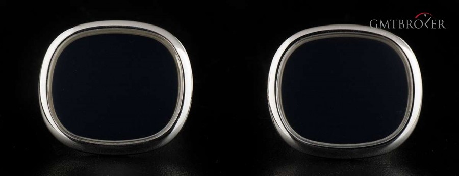 Patek Philippe 18k White Gold Anthracite Insert Cufflinks nessuna 767238