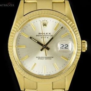 Rolex Date Vintage Gents 18k Yellow Gold Silver Dial BP 15038 817607