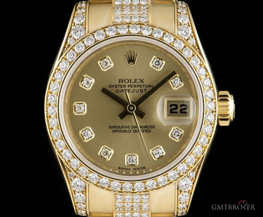 Rolex Datejust Ladies 18k Yellow Gold Champagne Dial Dia 179158 810491