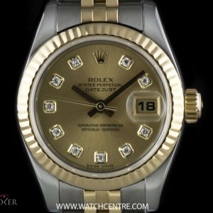 Rolex Steel  Gold Champagne Diamond Dial Datejust Ladies 179173 742179