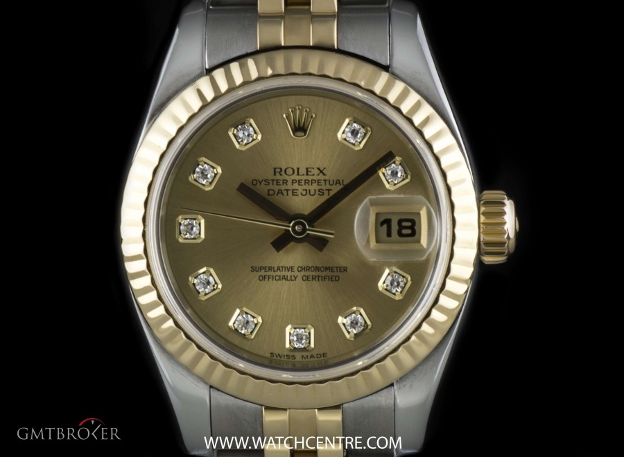 Rolex Steel  Gold Champagne Diamond Dial Datejust Ladies 179173 742179