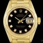 Rolex Datejust Ladies 18k Yellow Gold Black Diamond Dial