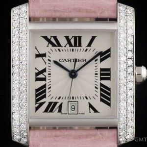 Cartier Tank Francaise Diamond Set 18k White Gold Silver G WE100351 769631