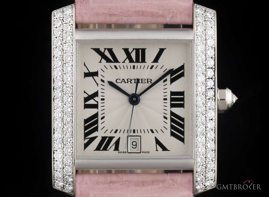 Cartier Tank Francaise Diamond Set 18k White Gold Silver G WE100351 769631
