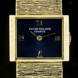 Patek Philippe 18k Yellow Gold Blue Dial Vintage Ladies Wristwatc 3322 383595