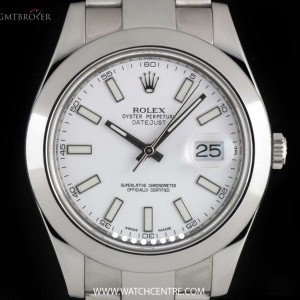 Rolex Stainless Steel OP White Baton Dial Datejust II 11 116300 734633