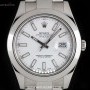 Rolex Stainless Steel OP White Baton Dial Datejust II 11