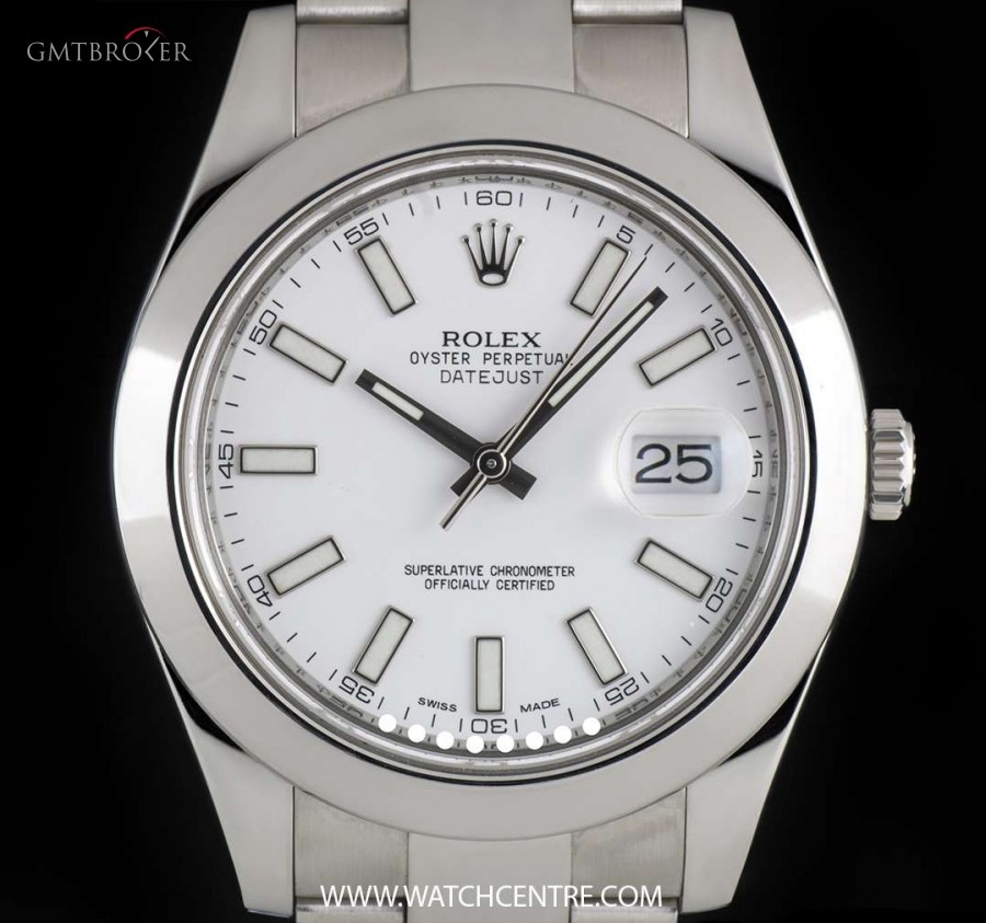 Rolex Stainless Steel OP White Baton Dial Datejust II 11 116300 734633